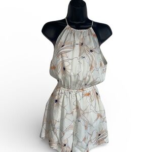Club Monaco Sleeveless White Floral Print Playsuit Romper Shorts Womens Size XS